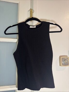Babaton Black Ribbed High-Neck Tank